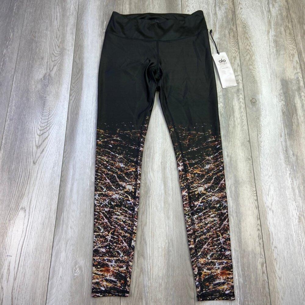 ALO Yoga Airbrush Tech Lift City Lights (Black & Multicolor) Leggings